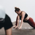 woman stretching hip