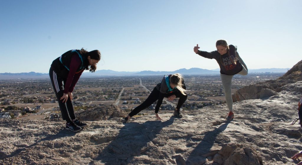 people stretching in morning