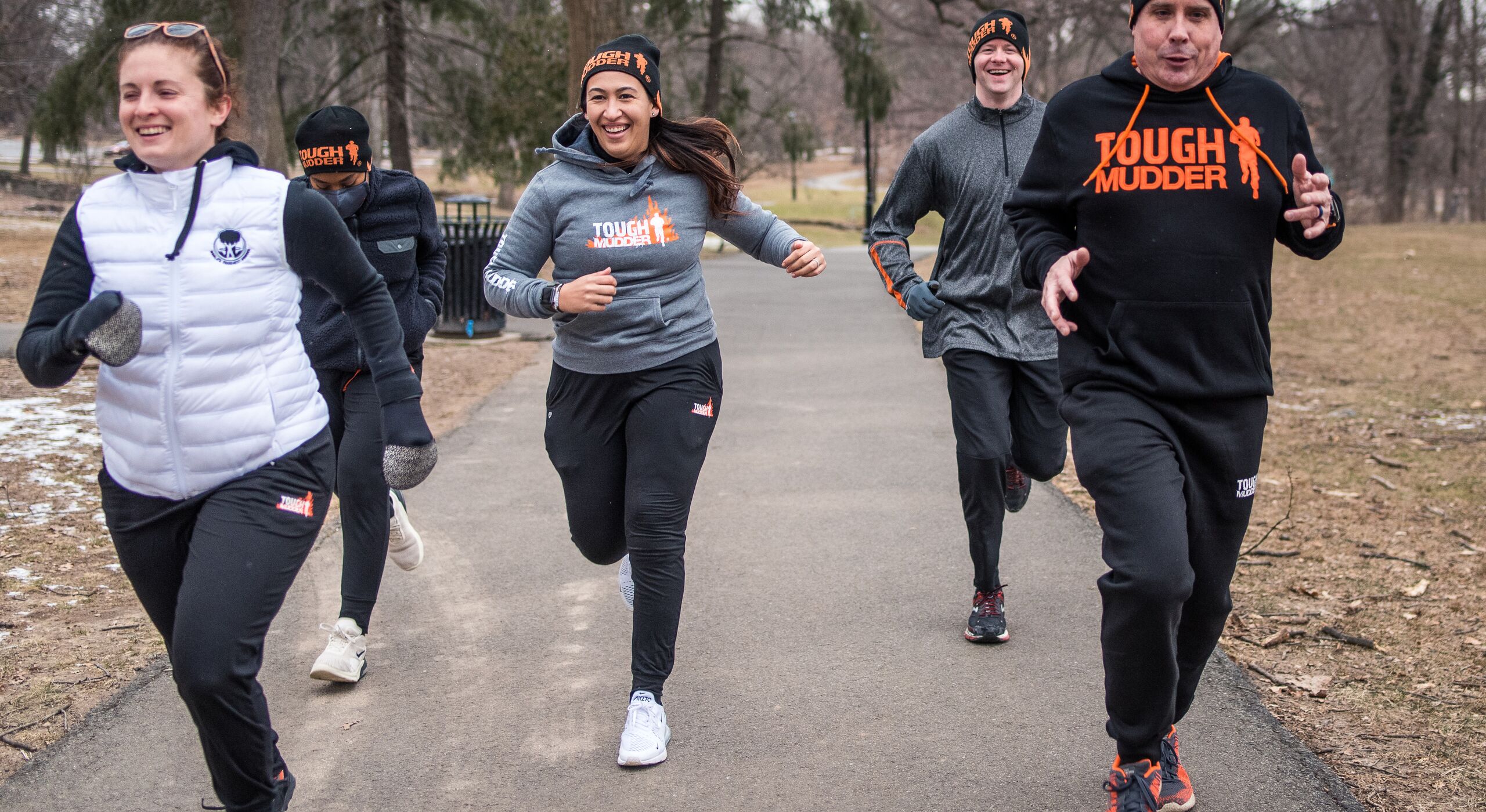 People running in the cold