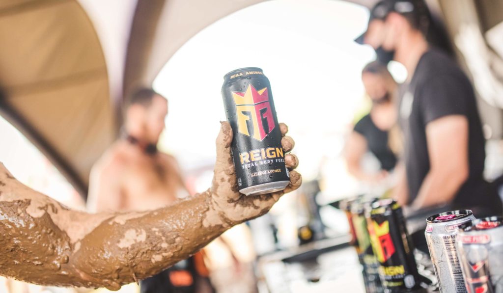 Reign can at event